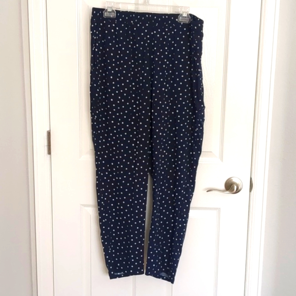 NWT Ellos Navy Blue & White Polka Dot Pants 18/20 L